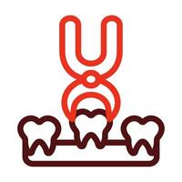 Tooth Extraction Vector Thick Line Two Color Icons For Personal And Commercial Use.