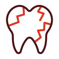 Broken Tooth Vector Thick Line Two Color Icons For Personal And Commercial Use.
