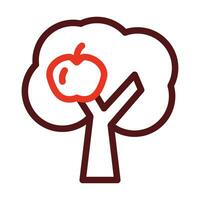 Apple Tree Vector Thick Line Two Color Icons For Personal And Commercial Use.