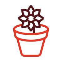 Plant Pot Vector Thick Line Two Color Icons For Personal And Commercial Use.