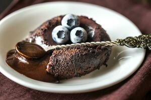 Chocolate fondant close up photo