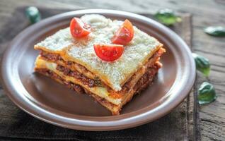 Lasagna with cherry tomatoes photo