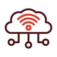 Cloud Service Vector Thick Line Two Color Icons For Personal And Commercial Use.