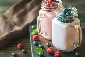 Blueberry and raspberry smoothies photo