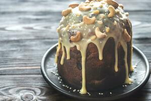 Homemade panettone closeup photo