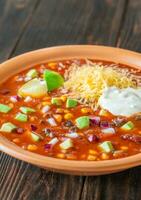 Bowl of taco soup photo