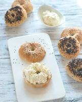 Bagel with cream cheese photo