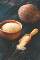 Bowl of coconut sugar photo