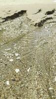 Sea water flows and erodes sand 1 video