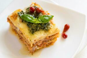 Lasagna with pesto photo