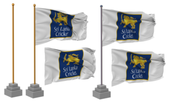 sri lanka krekel, slc vlag golvend verschillend stijl met staan pool geïsoleerd, 3d renderen png