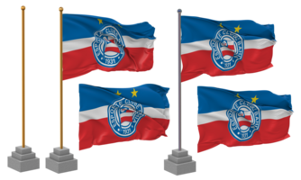 Esporte Clube Bahia Flag Waving Different Style With Stand Pole Isolated, 3D Rendering png