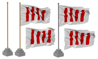 uni nations honneur drapeau agitant différent style avec supporter pôle isolé, 3d le rendu png