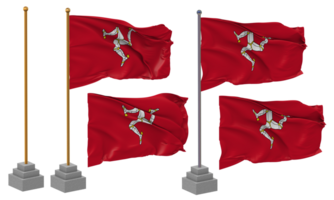 île de homme drapeau agitant différent style avec supporter pôle isolé, 3d le rendu png