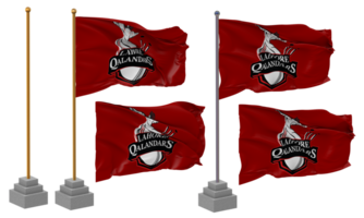 lahore qalandars, lq Flagge winken anders Stil mit Stand Pole isoliert, 3d Rendern png