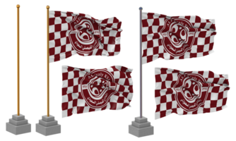 Al Faisaly KSA Football Club Flag Waving Different Style With Stand Pole Isolated, 3D Rendering png
