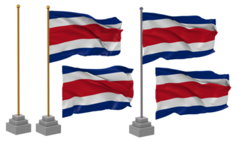 costa rica bandeira acenando diferente estilo com ficar de pé pólo isolado, 3d Renderização png