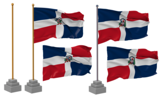 dominicano república bandeira acenando diferente estilo com ficar de pé pólo isolado, 3d Renderização png