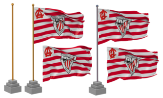 Atlético Bilbao futebol clube bandeira acenando diferente estilo com ficar de pé pólo isolado, 3d Renderização png