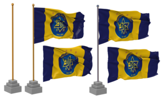 Maccabi Tel Aviv Flag Waving Different Style With Stand Pole Isolated, 3D Rendering png