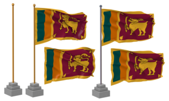 Sri Lanka Flag Waving, Stand, Pole, Isolated, 3d illustration, 3d rendering, Flag, Golden, png