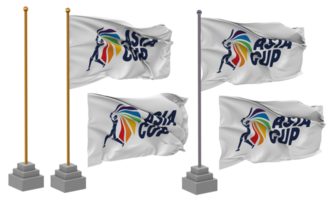 asiático taza bandera ondulación diferente estilo con estar polo aislado, 3d representación png