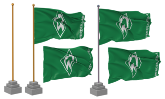 Sportverein Werder Bremen von 1899 e V, SV Werder Bremen Flag Waving Different Style With Stand Pole Isolated, 3D Rendering png