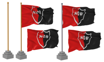 Club Atletico Newells Old Boys Flag Waving Different Style With Stand Pole Isolated, 3D Rendering png