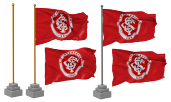 Sport Club Internacional Flag Waving Different Style With Stand Pole Isolated, 3D Rendering png