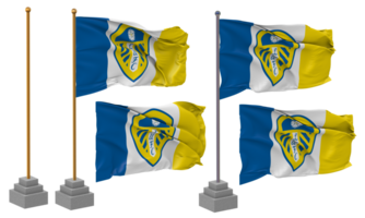 Leeds United Football Club Flag Waving Different Style With Stand Pole Isolated, 3D Rendering png