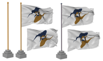 Eurasian Economic Union, EAEU, EEU Flag Waving Different Style With Stand Pole Isolated, 3D Rendering png