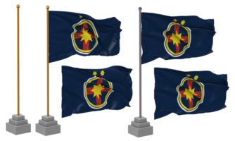 Fotbal Club FCSB Flag Waving Different Style With Stand Pole Isolated, 3D Rendering png