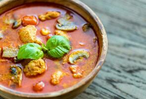 Thai red chicken curry photo