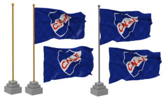 club nacional de Amerikaans voetbal vlag golvend verschillend stijl met staan pool geïsoleerd, 3d renderen png