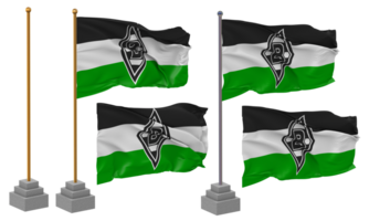 borussia monchengladbach, borussia mg, bmg bandiera agitando diverso stile con In piedi polo isolato, 3d interpretazione png