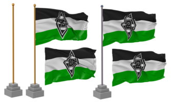 Borussia Monchengladbach, Borussia MG, BMG Flag Waving Different Style With Stand Pole Isolated, 3D Rendering png