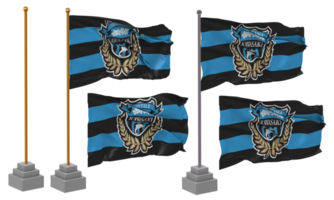 Kawasaki Frontale Football Club Flag Waving Different Style With Stand Pole Isolated, 3D Rendering png