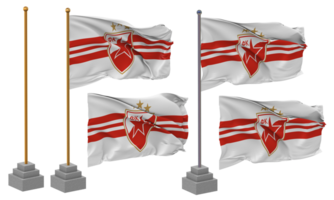 fudbalski club crvena zvezda vlag golvend verschillend stijl met staan pool geïsoleerd, 3d renderen png