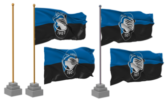 Atalanta Bergamasca Calcio Football Club Flag Waving Different Style With Stand Pole Isolated, 3D Rendering png