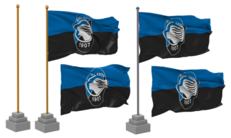 atalanta bergamasca calcio futebol clube bandeira acenando diferente estilo com ficar de pé pólo isolado, 3d Renderização png