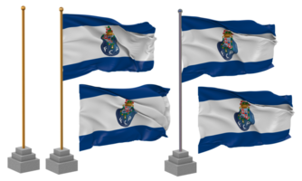 futebol Clube tun porto Flagge winken anders Stil mit Stand Pole isoliert, 3d Rendern png