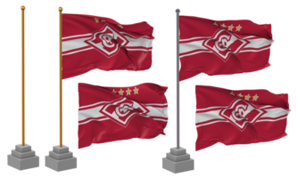 fc spartak Moscou drapeau agitant différent style avec supporter pôle isolé, 3d le rendu png