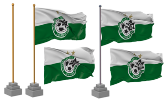 Maccabi Haifa Football Club Flag Waving Different Style With Stand Pole Isolated, 3D Rendering png