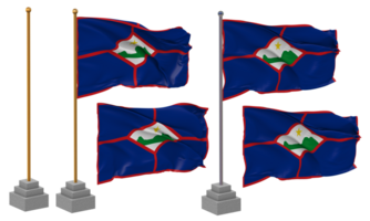 sint Eustatius Flagge winken anders Stil mit Stand Pole isoliert, 3d Rendern png