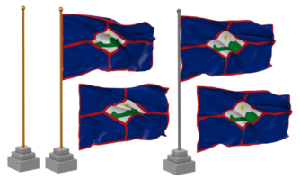 Sint Eustatius Flag Waving Different Style With Stand Pole Isolated, 3D Rendering png
