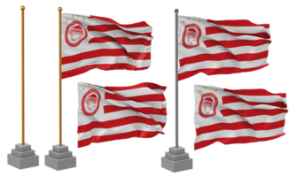 Olympiacos Club of Fans of Piraeu Flag Waving Different Style With Stand Pole Isolated, 3D Rendering png