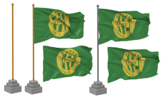 jeunesse sportief de kabylie Amerikaans voetbal club vlag golvend verschillend stijl met staan pool geïsoleerd, 3d renderen png