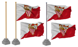 Sevilla futbol Verein, Sevilla fc Flagge winken anders Stil mit Stand Pole isoliert, 3d Rendern png