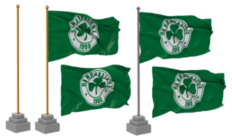 panathinaikos athlitikos omilos bandera ondulación diferente estilo con estar polo aislado, 3d representación png