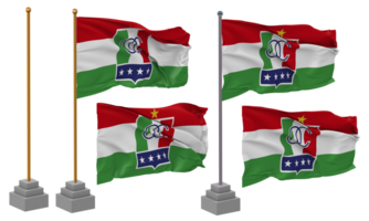 Once Caldas SA Football Flag Waving Different Style With Stand Pole Isolated, 3D Rendering png